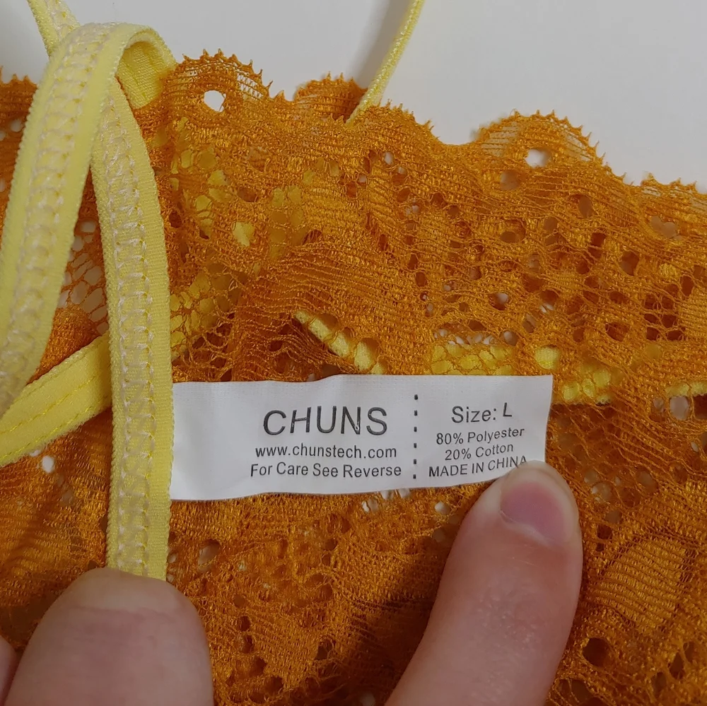 CHUNS Yellow Orange Lace Sheer Glitter Thongs Size Large 12 For $25 New NWOT